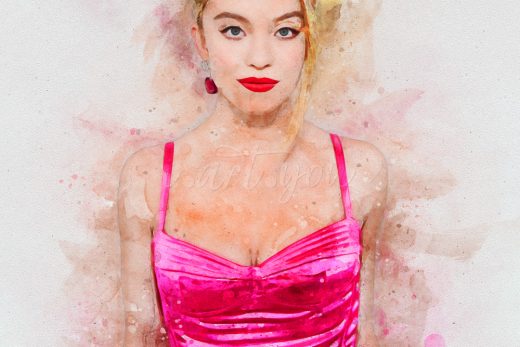 Sydney Sweeney watercolor art