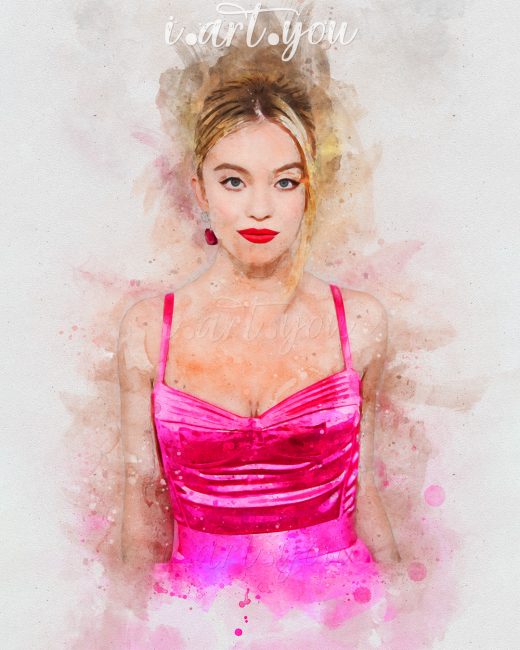 Sydney Sweeney watercolor art